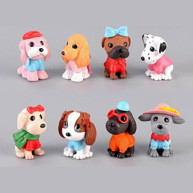 8Pcs Dog Cake Topper Puppy Cake Decorations Puppy Cupcake Topper Mini Doggie Figurines Toy Doggie Decor Pet Theme Cupcake for Kids Birthday Baby Shower Animal Theme Party Supplies