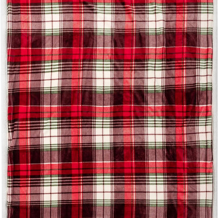 Red Green Christmas Plaid Sherpa Throw Blanket, Holiday Fleece Blanket 50" X 60", Soft Flannel Plush Throw for Couch, Sofa & Bed, Festive Winter Home Decor, Cozy