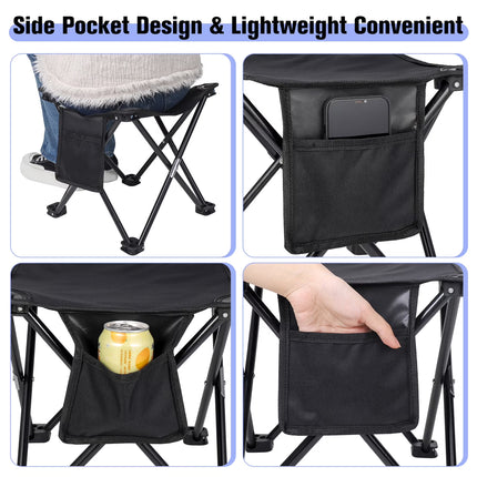 2PCS Folding Camping Stool, Portable Outdoor Camping Chair with Storage Bag, Lightweight 200 LB Bearing Capacity Chair for Adult Fishing Hiking Gardening