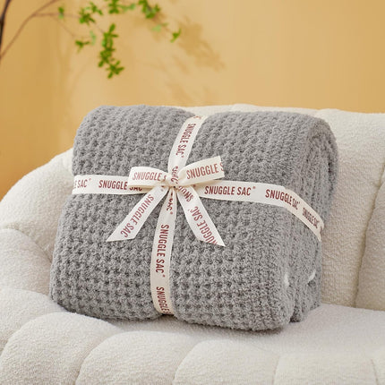 Ultra Soft Waffle Throw Blanket for Couch Bed Sofa 50X60 Inches, Reversible Grey Blanket Microfiber Fluffy Fuzzy Cozy Knit Throws for Women Mothers Birthday Gifts