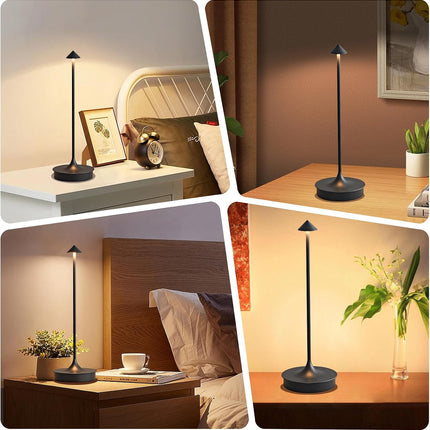 Cordless LED Table Lamp Rechargeable, Battery Operated Table Lamps Touch Dimmable, Portable Outdoor Table Light IP54 Waterproof for Patio Restaurants and Dining Home