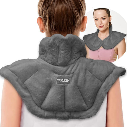 Microwavable Heated Neck Wrap Warmer and Shoulder Weighted Heating Pad Microwave for Hot and Cold Compress - Dark Gray