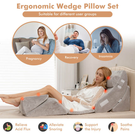 6 Pieces Orthopedic Bed Wedge Pillow Set for Sleeping and Pain Relief
