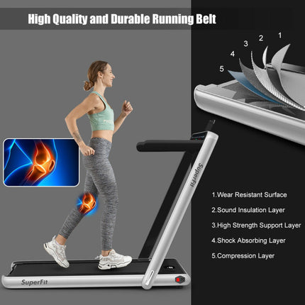 2.25 HP 2-In-1 Folding Walking Pad Treadmill with Dual Display and App Control