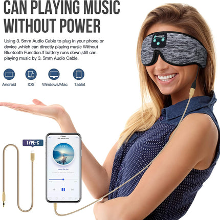 3D Sleep Mask with Bluetooth 5.4 Headphones, Wireless Sleep Headphones with Ultra-Thin HD Stereo Speakers for Side Sleepers, Eye Mask for Blackout & Noise Cancelling, Cool Gifts for Christmas Birthday