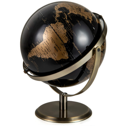 9-Inch Metallic Black World Globe with Metal Stand