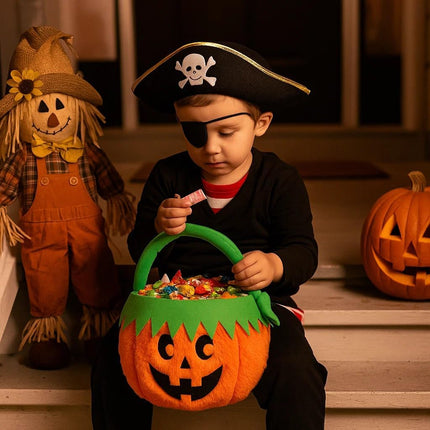 Plush Halloween Bucket Trick or Treat Bucket Halloween Basket Trick or Treat Basket for Halloween Candy Bag Halloween Trick or Treat Bag Candy Tote Bucket Pumpkin Bucket (Pumpkin Face Style 1)