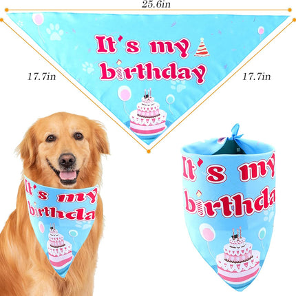 Dog Birthday Party Supplies, Adjustable Blue Dog Bandana Set