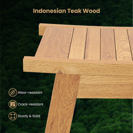 20 Inches Teak Wood Shower Bench with Storage Shelf and Adjustable Foot Pads
