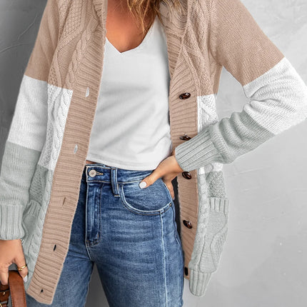 Hooded Cardigan Sweaters for Women Long Sleeve Button down Knit Sweater Coat Outwear with Pockets