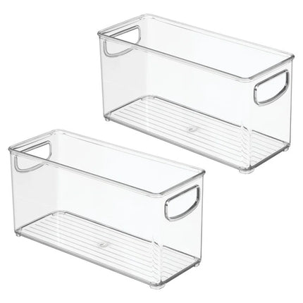 Plastic Stackable Pantry Bin with Handles - Set of 2 - Clear