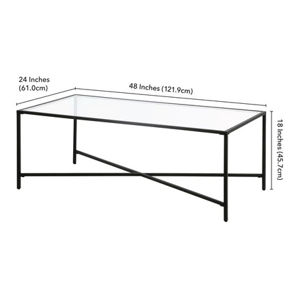 Henley 48" Glass and Steel Coffee Table
