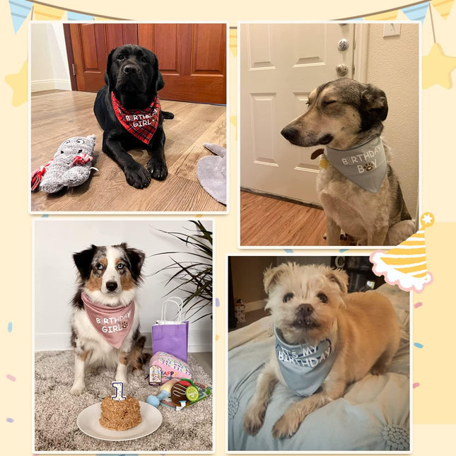 Dog Birthday Bandana Dog Birthday Boy Girl Dog Birthday Supplies for Small Medium Large Pet(Pink Xlarge)