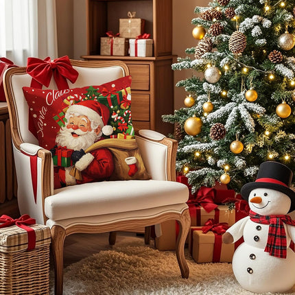 Christmas Pillow Covers 18X18 Inch Set of 4, Christmas Decorations Cushion Covers, Xmas Pillow Covers, Pillowcases Throw Pillow Covers for Sofa Couch Home Decor