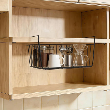 4Pcs under Shelf Basket Metal Wire under Cabinet Basket for Kitchen Pantry