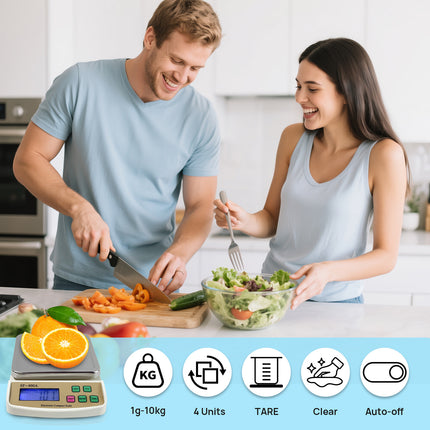 Food Scale with Stainless Steel Platform, 22Lb High Capacity Cooking Scale, Digital Kitchen Scales with Grams and Ounces, LCD Display, 4 Units with Tare Function