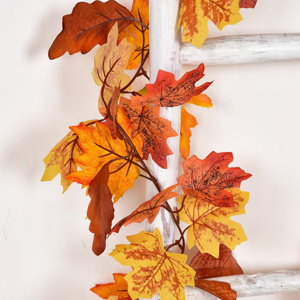 2 Pack Fall Garland Maple Leaf, 5.9Ft/Piece Hanging Vine Garland Artificial Autumn Foliage Garland Thanksgiving Decor for Home Wedding Fireplace Party Christmas (Yellow)