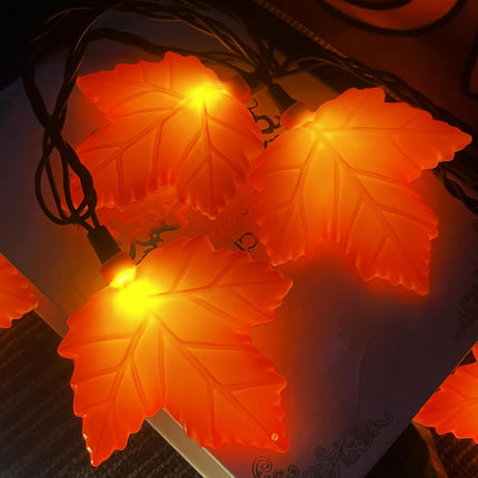 Fall Decor Maples Leaf String Lights, 8.5FT LED Maple Leaf Lights with 10 3D Maple Light, Plug in Fall Decorations for Indoor Outdoor Thanksgiving Christmas Halloween Harvest-Orange