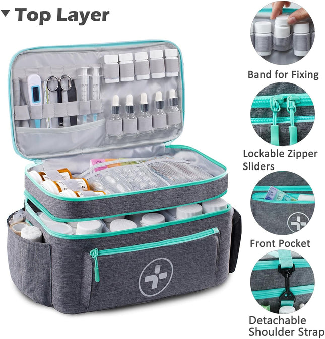 Medicine Bag, Large Medical Bag and First Aid Bag Empty for Travel