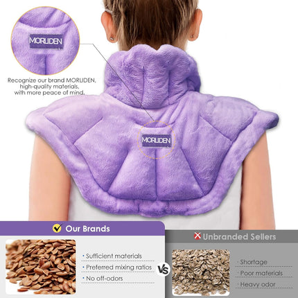 Microwavable Heated Neck Wrap Warmer and Shoulder Weighted Heating Pad Microwave for Hot and Cold Compress - Purple