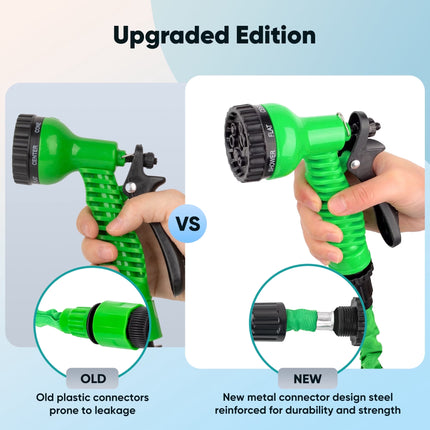 50Ft Expandable Flexible Garden Water Hose, 7 Sprayer Nozzle, Nylon, Outdoor