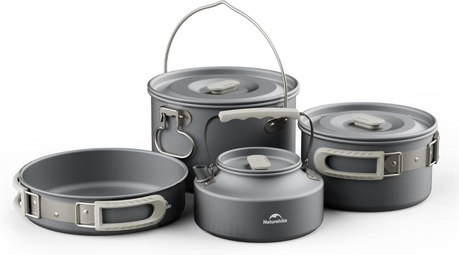 Camping Cookware Set Mess Kit for Backpacking Gear, Camp Cooking Set, Camping Pots and Pans Set for Outdoor Backpacking Camping Hiking Picnic