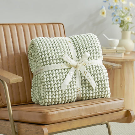 Chenille Knit Throw Blanket for Bed, Sage Green, 60"X80"