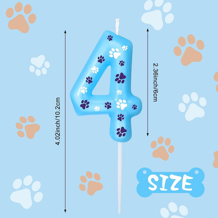 Blue Dog Paw Birthday Number Candles