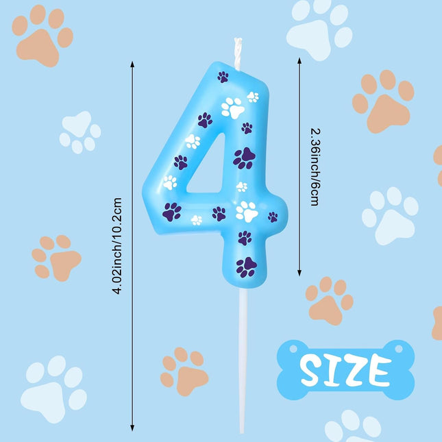 Blue Dog Paw Birthday Number Candles