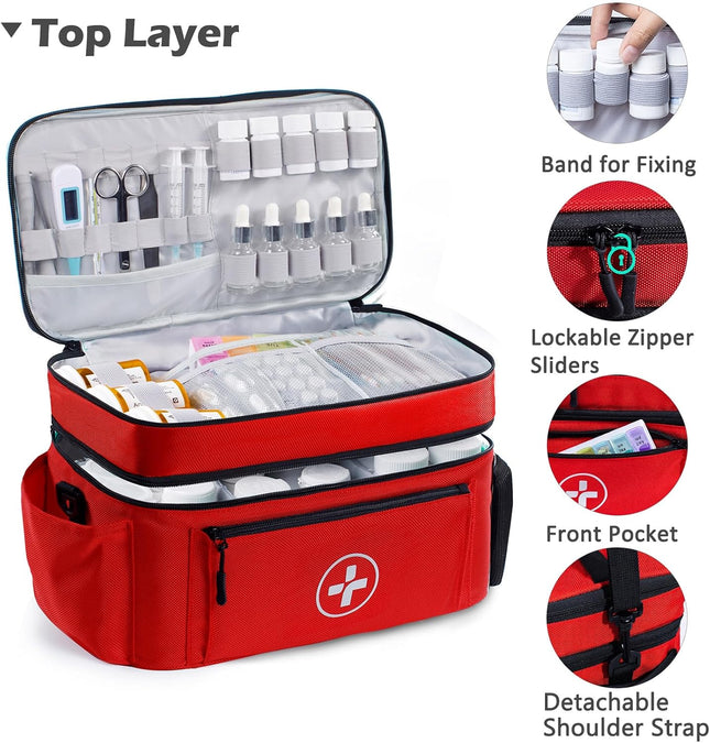 Medicine Bag, Large Medical Bag and First Aid Bag Empty for Travel