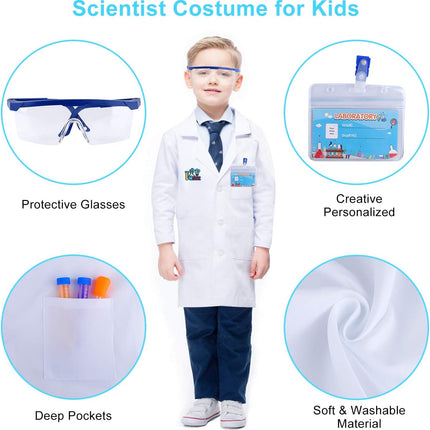 Kids Science Experiment Kit with Lab Coat Scientist Costume Dress up and Role Play Toys Gift for Boys Girls Kids Age 6+ Christmas Birthday Party