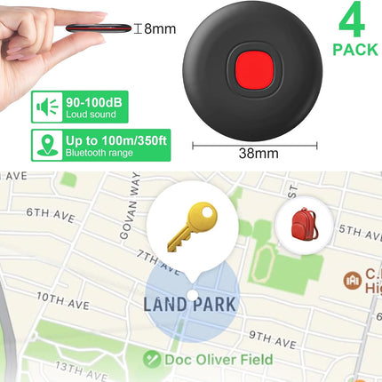 Air Tracker Air 4 Pack Tag Tracker Tag,Ip68 Waterproof Smart Tag Locator Keys Finder and Item Locator,Bluetooth Tracker Item Finders with Find My(Ios Only) Track Your Keys,Wallet (Black)