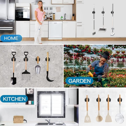 Durable 3PCS Mop and Broom Holder - Versatile Wall Mount Garden Tool Organizer