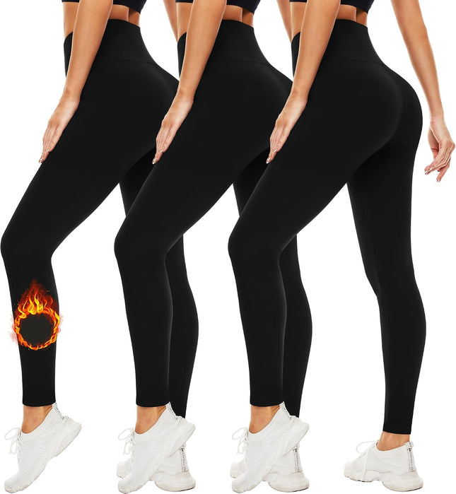3 Pack Leggings for Women High Waisted Soft Black Yoga Pants for Workout Athletic Running Reg & plus Size