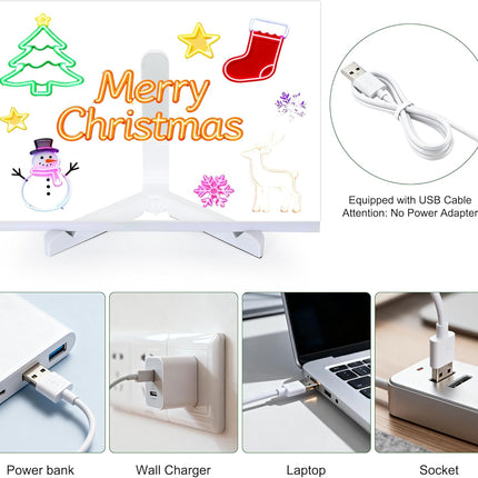 LED Note Board with Colors 5.9" X 5.9", Message LED Light up Drawing Board with 7 Colors Pens and Stand, Suit for Home Office Birthday Valentine'S Day