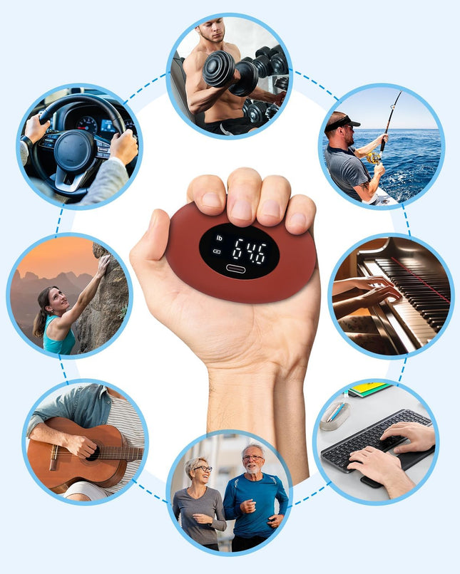 Hand Grip Strength Tester Trainer, Upgraded Rechargeable Electronic Hand Dynamometer up 395 Lbs (180Kg) Forearm - Gripper-Finger Grip Strengthener Exerciser, Stress Balls for Sport Home