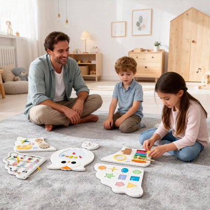 11-In-1 Toddler Learning Activity Center Owl Activity Wall Busy Board Panels for 3+ Years Old