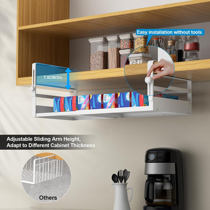 2Pack Expandable under Shelf Storage Basket Organizer,White