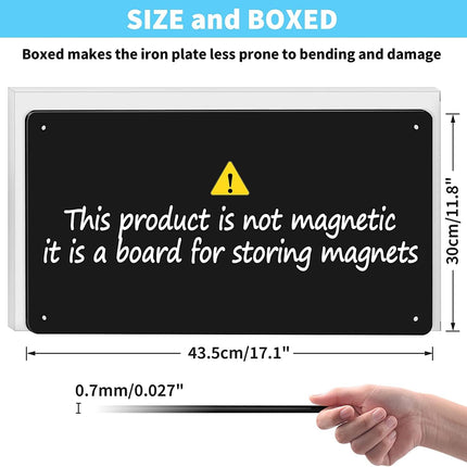 Magnetic Board, 17.1" X 11.8" Magnet Display,For Magnets and Bulletin Board,Suitable for Wall, Refrigerator, Compartment, Cabinet Etc,Comes with Dual Lock Tape for Easy Hanging (Black)