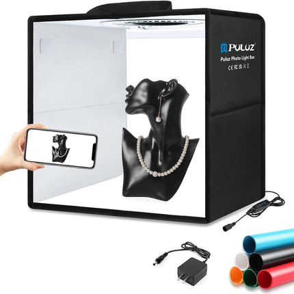 Light Box Photography, 12"X12" Professional Dimmable Shooting Tent Kit with CRI >95 White Lighting 120 Leds Lights + 6 Photo Backdrops for Product Display