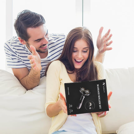 Massage Ball Roller– Ice Cold and Hot for Deep Tissue and Sore Muscle Relief of Stiffness and Stress, Body, Neck, Back, Foot, Plantar Double Grey