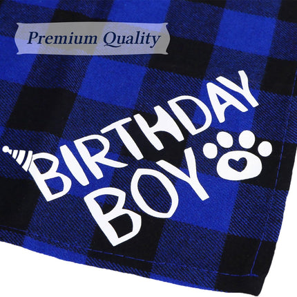 Multi Size Dog Birthday Hat & Bandana - Boy Bow Tie, Numbers, Blue