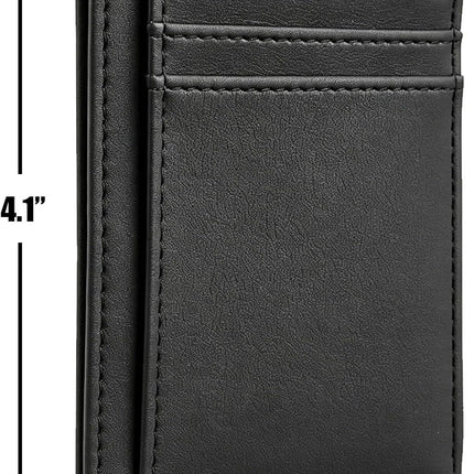 Slim Front Pocket Leather Wallet for Men and Women, RFID Blocking Minimalist Wallet with Clear ID Window, Slim Bussiness Card Holder Gift for Men Women