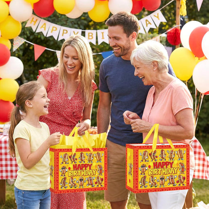 Funny Hot Dog Birthday Gift Bag Cartoon Hot Dog Themed Birthday Wrapping Paper Bag with Greeting Card for Kids Adults Sausage Food Picnic BBQ Hotdog Bday Baby Shower Party Decorations