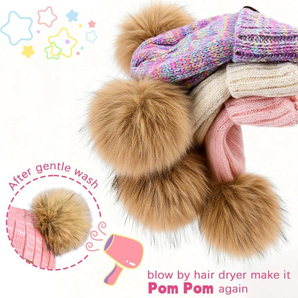 Kids Winter Hat Gloves Scarf Set Girls, Children Beanies Hats with Pom Pom