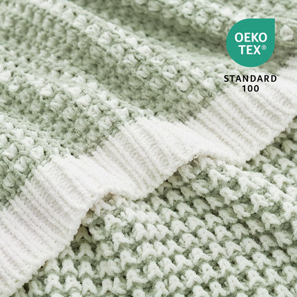 Chenille Knit Throw Blanket for Bed, Sage Green, 60"X80"