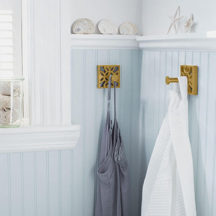 5-Piece Bathroom Hardware Set – Antique Gold (Muted Finish – Not Shiny), Wall Mounted Towel Bar, Towel Ring, Toilet Paper Holder & Robe Hooks, Bathroom Accessories Set Complete