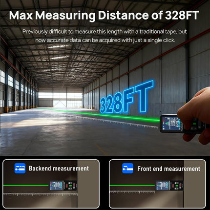 ZC-L387 Laser Distance Measuring Tool,328Ft Dual Green Laser Measure
