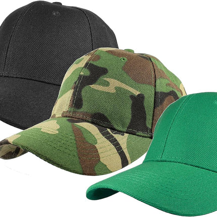Plain Baseball Cap Adjustable Back Strap 3 PC