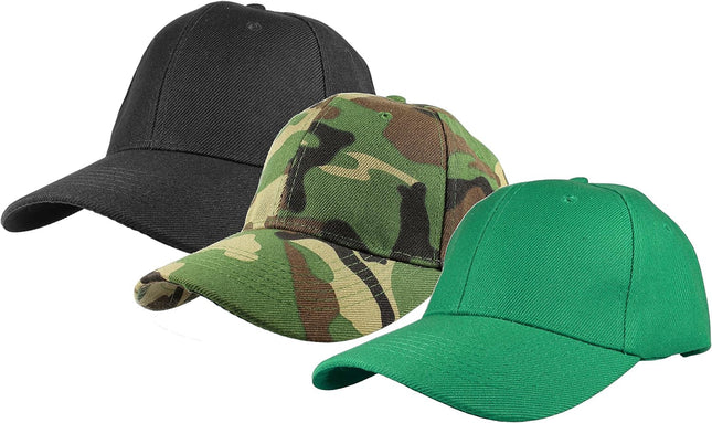 Plain Baseball Cap Adjustable Back Strap 3 PC